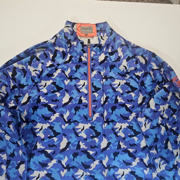 FENNEC 1/4 Zip Pullover Windbreaker Mens Medium Blue Camo Lightweight Outdoor - Picture 3 of 8